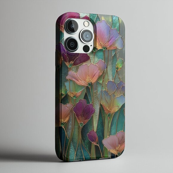 Floral Stained Glass Luxe IPhone 16,15,14,13 (Pro Max,Pro,Plus) Phone Case - Picture 4 of 14
